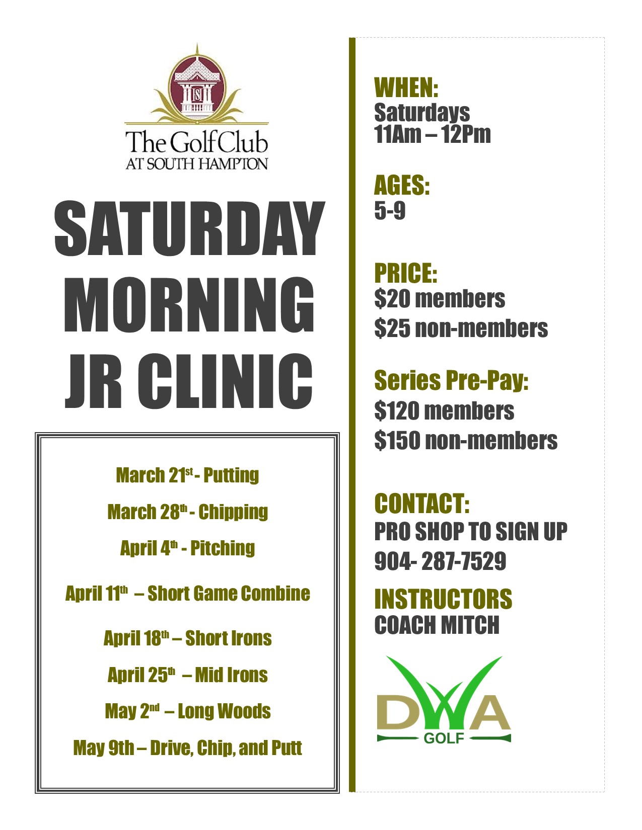 Saturday Morning Jr Clinics 2026